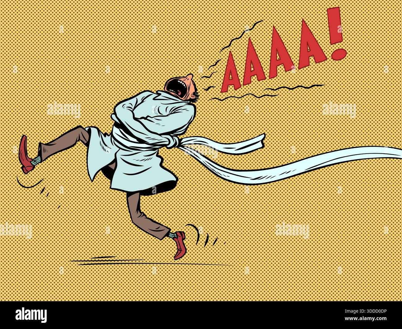 Un homme en camisole de force crie. Un sentiment de panique et d'horreur. La peur de la vie et ses problèmes. Bande dessinée pop art rétro illustration vectorielle main dr. Illustration de Vecteur