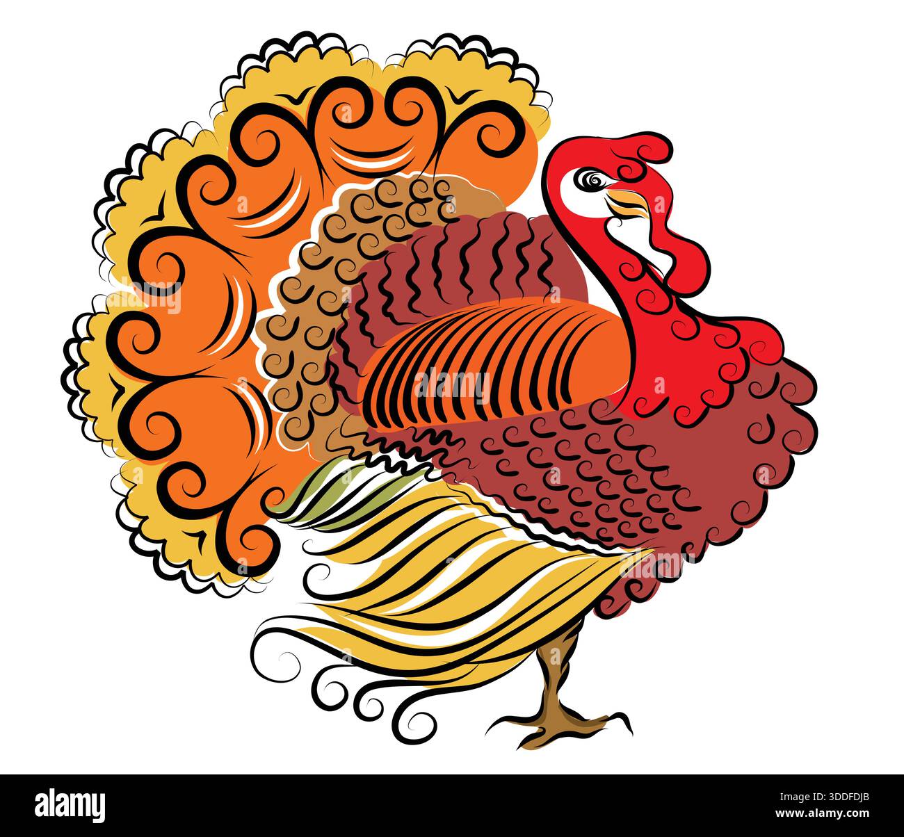 Oiseau de dinde de Thanksgiving pour illustration vectorielle festive de Happy Thanksgiving Day. Cute turkey vecteur est parfait pour les conceptions d'enfants, les impressions, les cartes Illustration de Vecteur