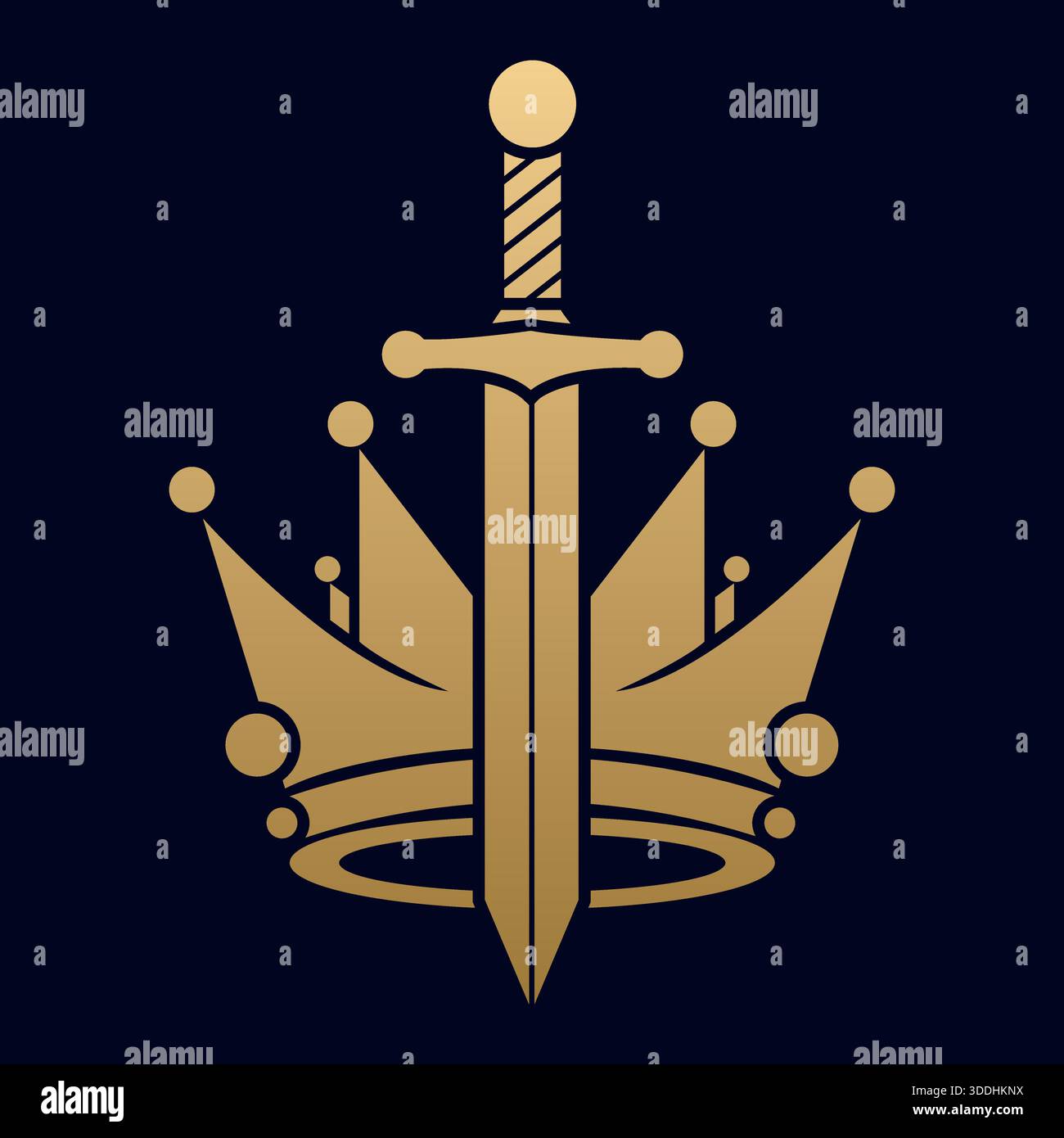 Sword Crown Royalty Power logo Design icône de modèle vectoriel de luxe Illustration de Vecteur