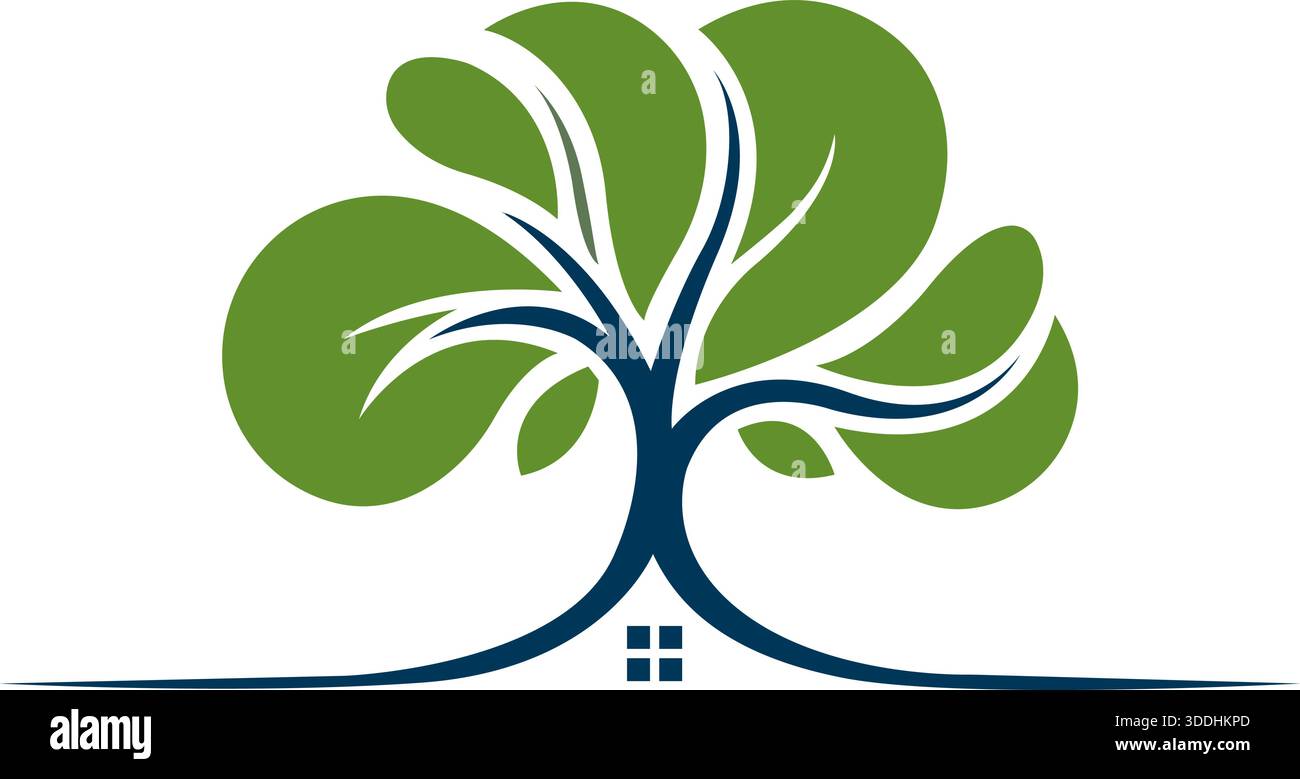 Arbre Growth nature Accueil logo conception Eco Green Vector Template icône Illustration de Vecteur