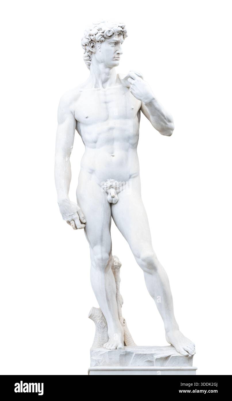 Statues de dieux grecs anciens sculptées sur un fond blanc Banque D'Images