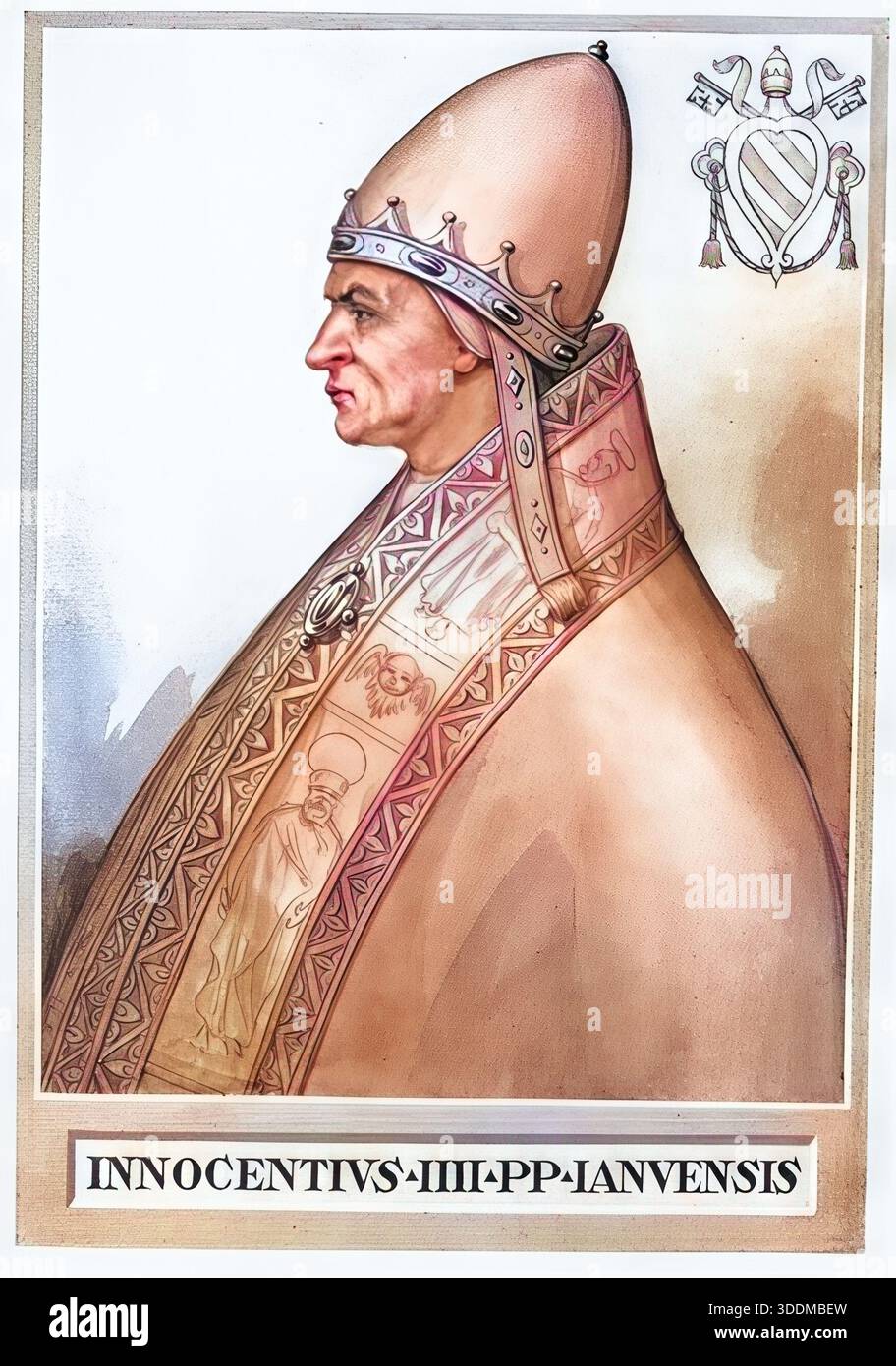 Innocent IV, en fait Sinibaldo de Fieschi (né vers 1195 à Gênes, mort le 7 décembre 1254 à Naples), fut pape des Romains de 1243 jusqu'à sa mort à la fin de 1254. Reproduction historique, authentique, restaurée numériquement d'un original du XIXe siècle. Date d'enregistrement non indiquée. Banque D'Images