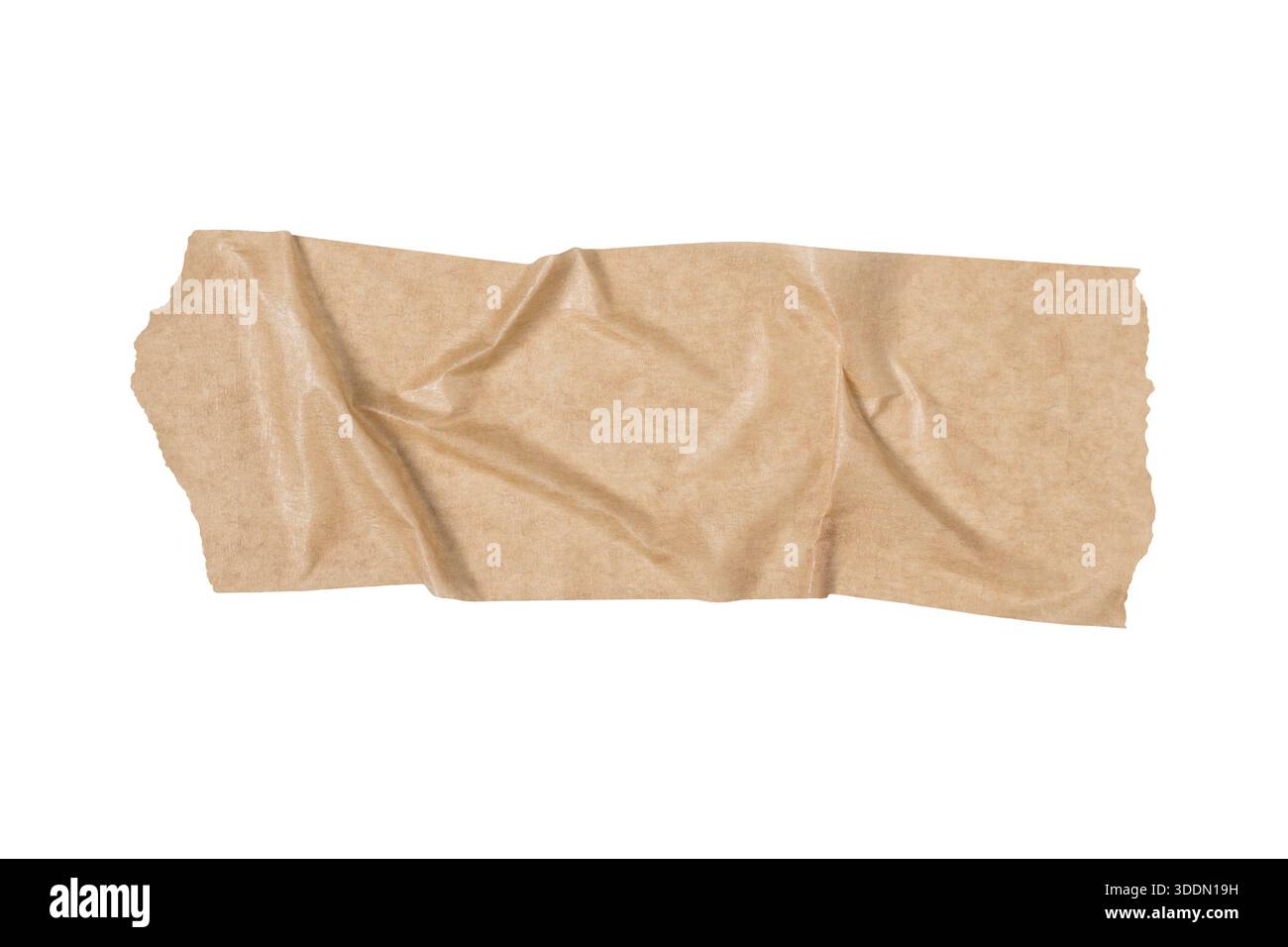 Ruban adhésif papier déchiré beige avec bords déchirés isolé sur fond blanc Banque D'Images