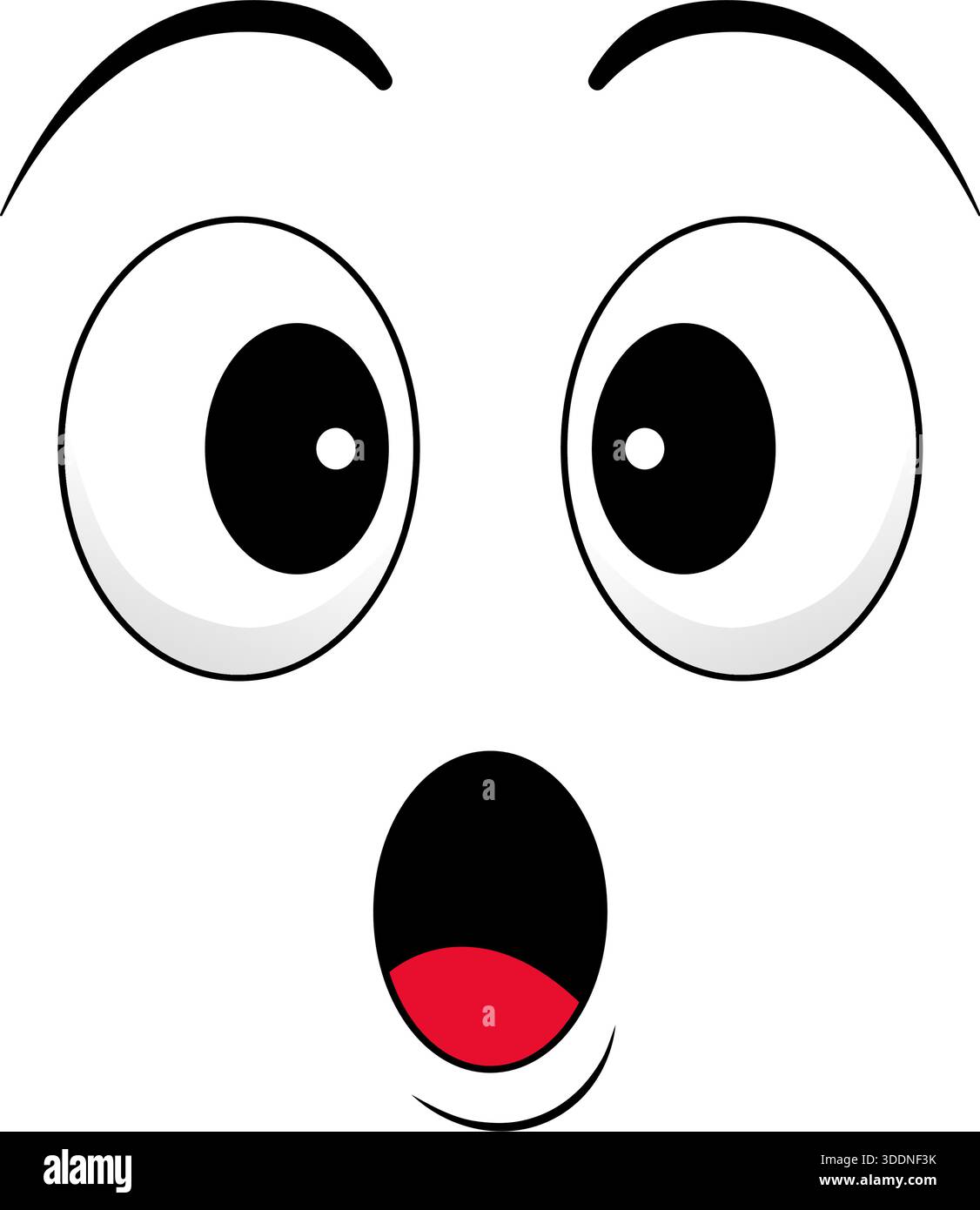 Émerveillé, choquant yeux et icône de bouche, emoji de personnage de style de bande dessinée. Illustration vectorielle Illustration de Vecteur