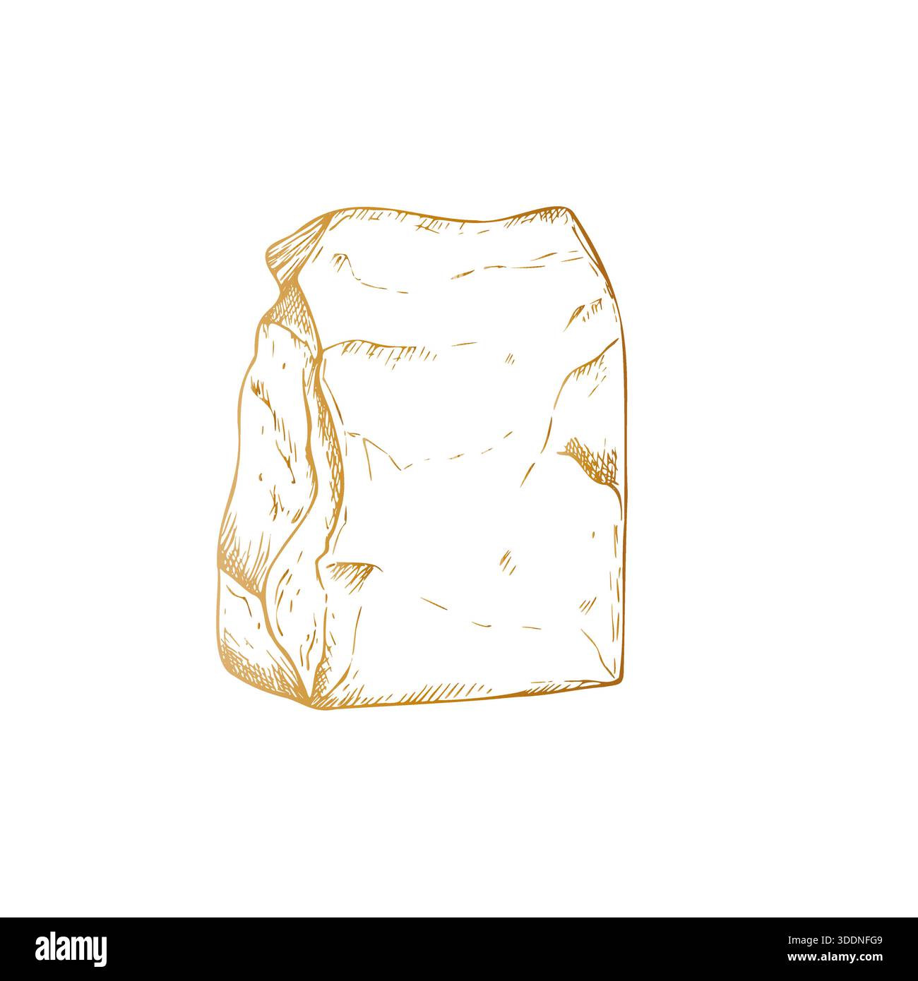 Sac en papier artisanal de vecteur pour la nourriture ou la livraison. Illustration de sac à lunch à encre graphique isolée sur fond. Esquisse de ligne dessinée à la main. Pour les designers, les imprimés Illustration de Vecteur