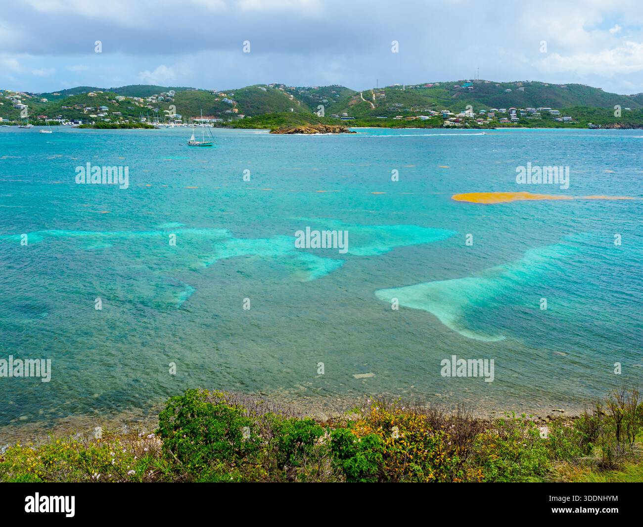 Vue sur Jersey Bay de cas Cay à St Thomas dans les îles Vierges américaines Banque D'Images