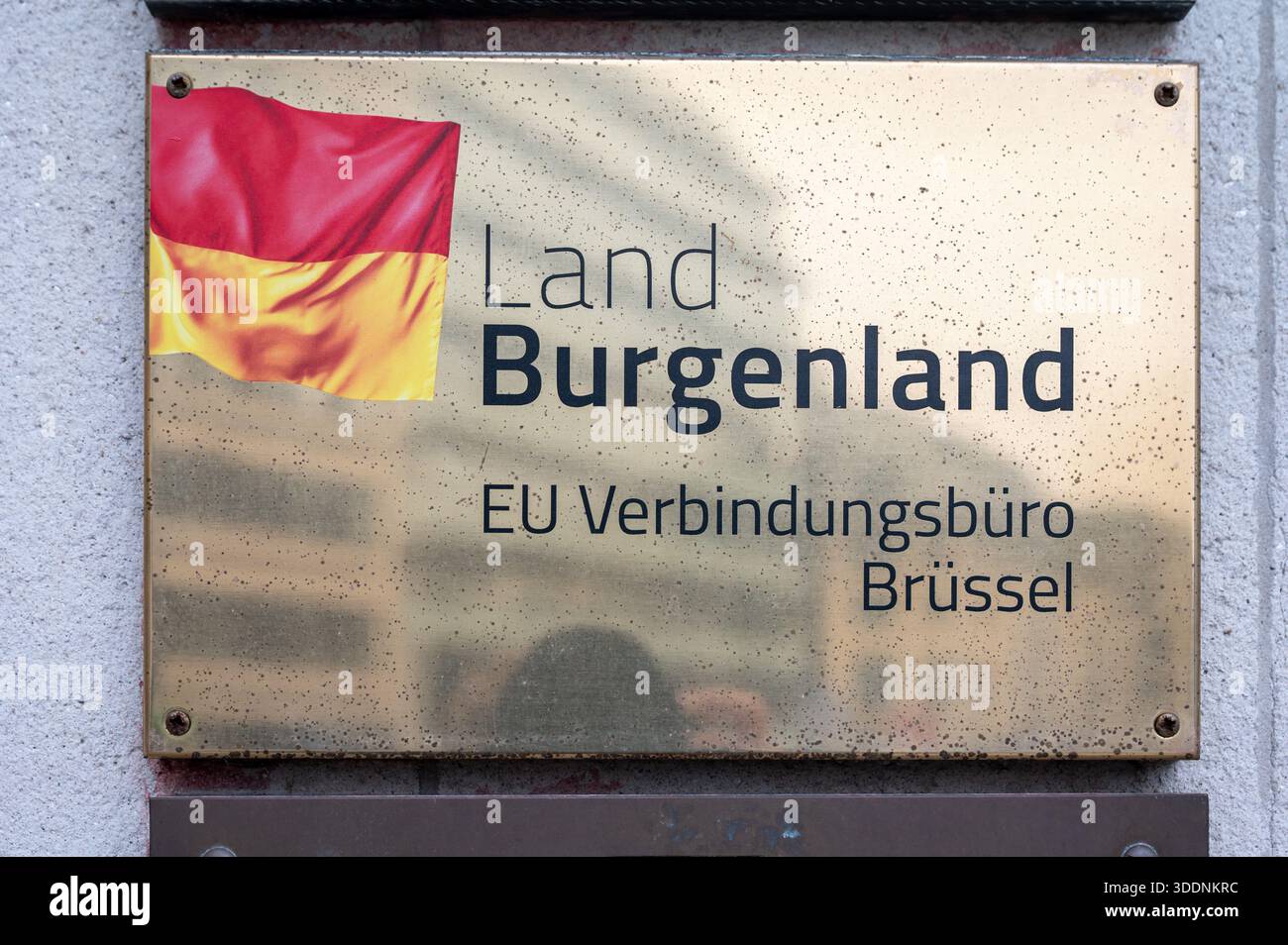 Vue du Bureau de liaison UE du Burgenland (eu Verbindungsbüro) à Bruxelles, Belgique. Le bureau représente l'État fédéral autrichien du Burgenland Wit Banque D'Images