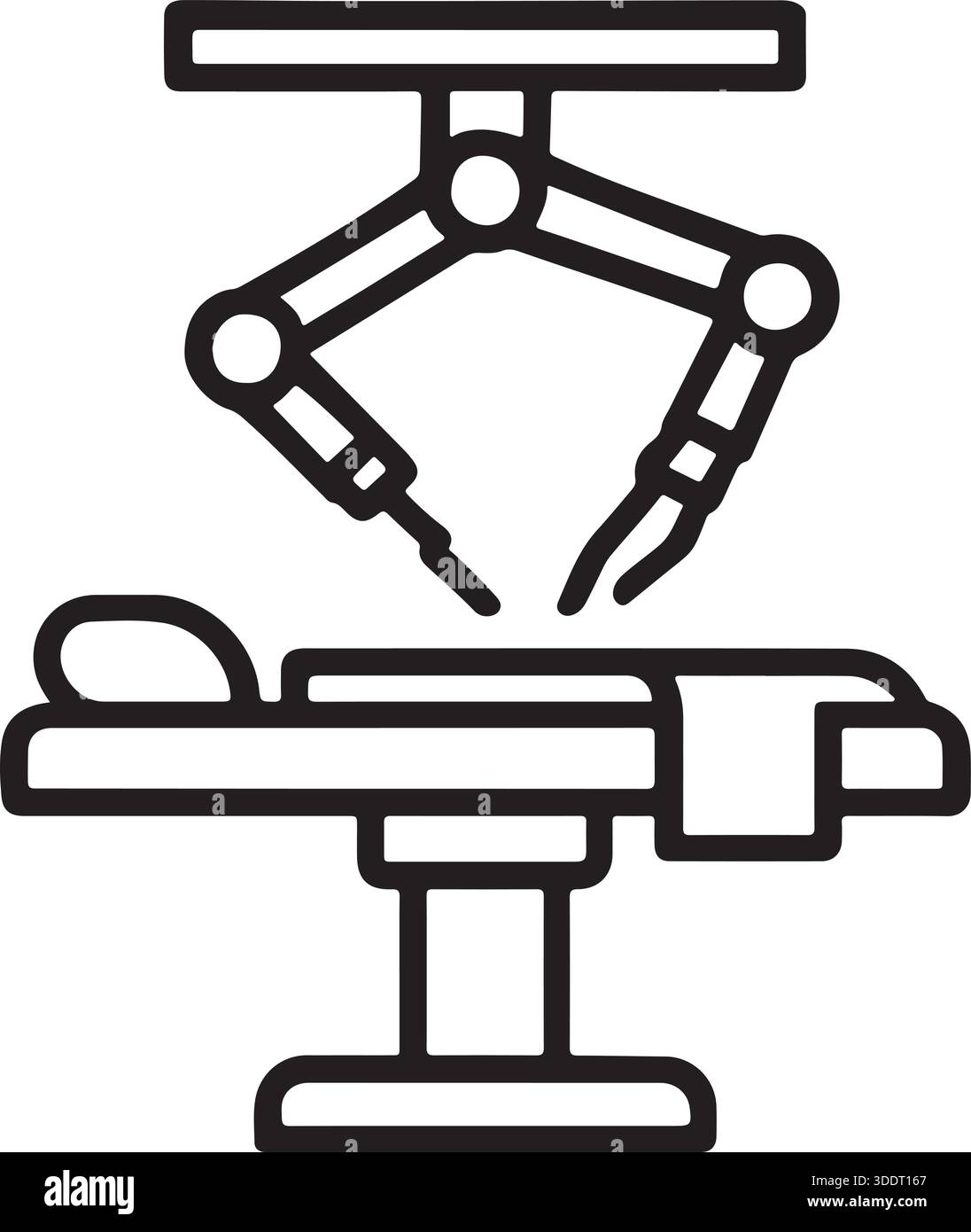 Dessin au trait de l'illustration vectorielle du système chirurgical robotique Illustration de Vecteur