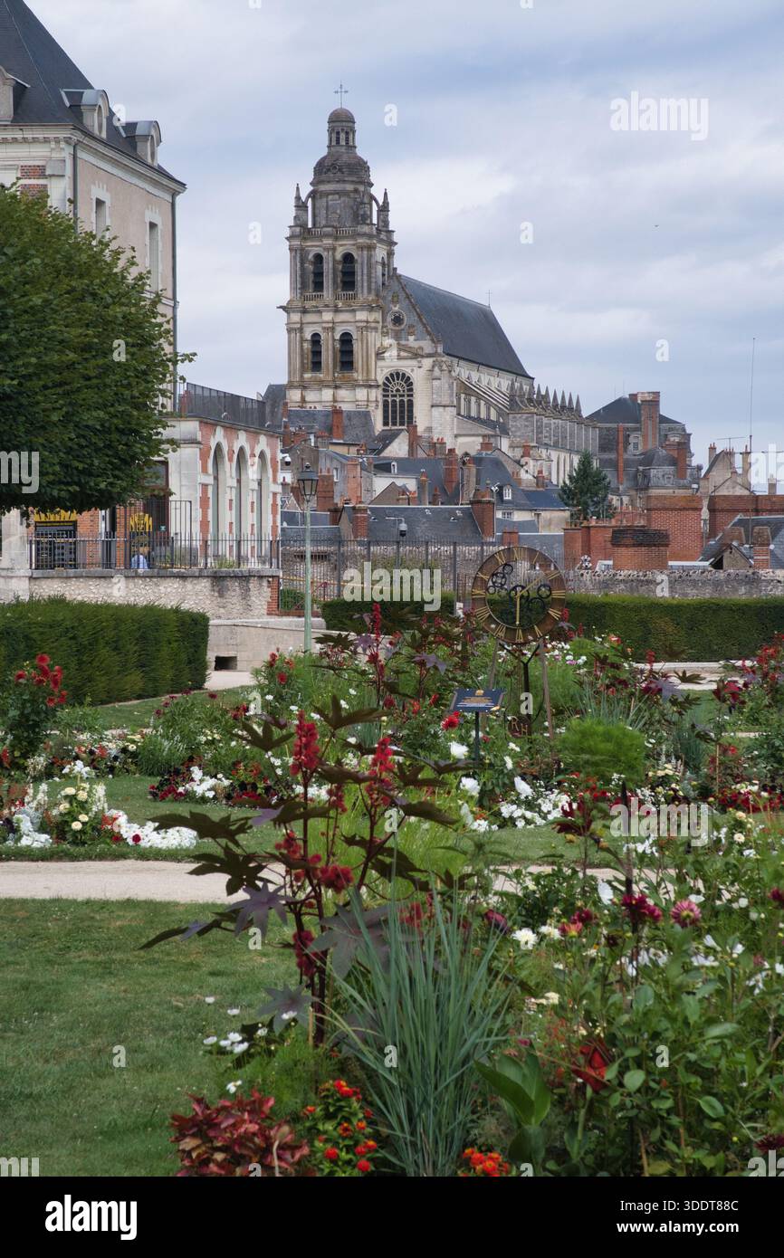 Blois -Centre-Val de Loire-France-16 juillet 2025,vue historique de la cathédrale Saint-Louis de Blois, qui domine les toits d'ardoise de la ville Banque D'Images