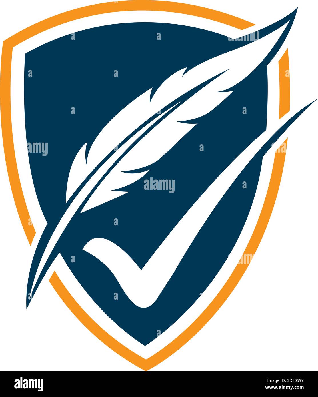 Shield Pen Feather Writing logo Design Design protection Vector Template icône Illustration de Vecteur