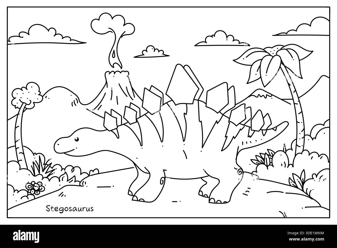 Stegosaurus Dinosaur Coloring page illustration vectorielle pour les enfants Banque D'Images