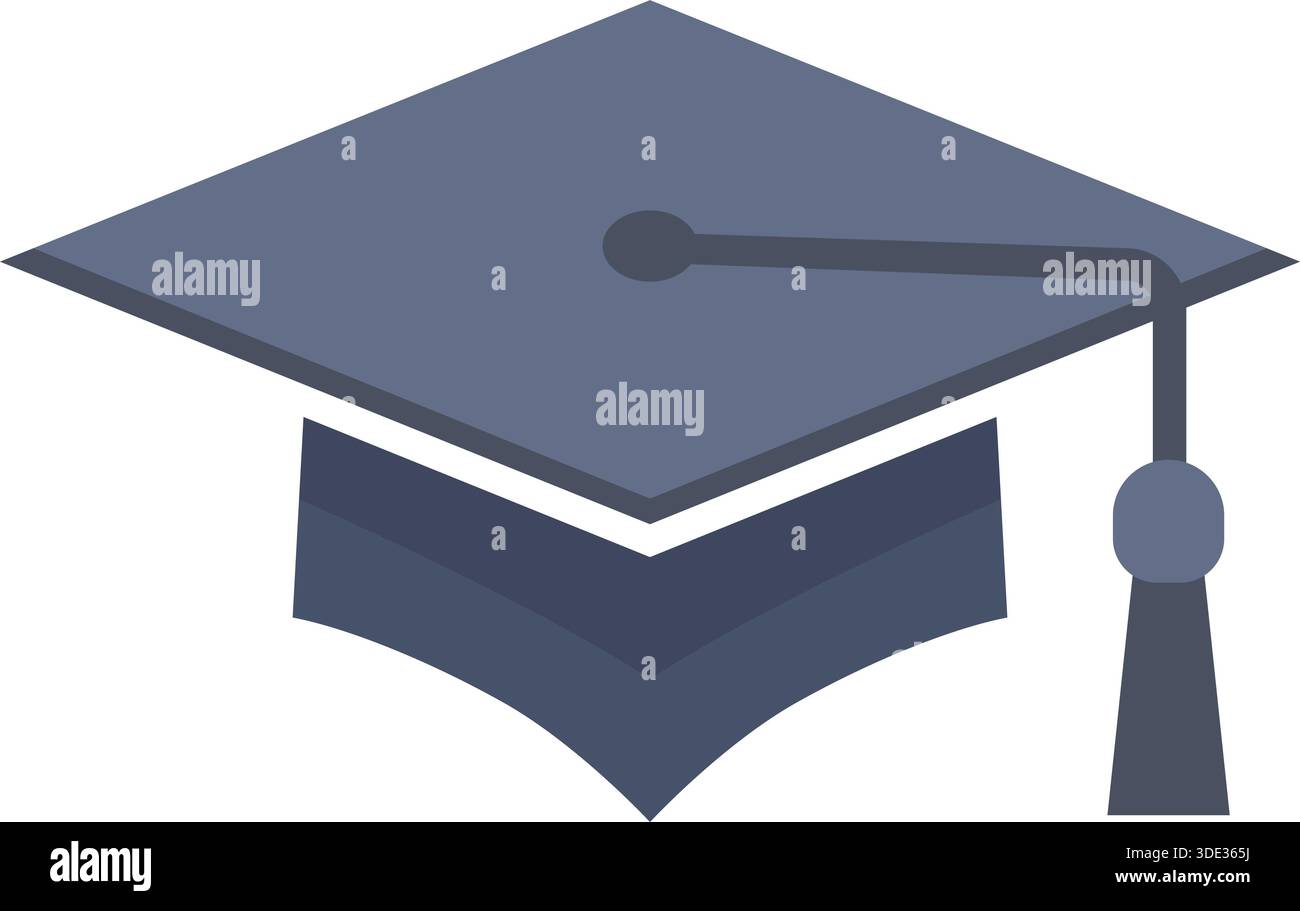 Un mortarboard gris et marine avec pompon rendu comme un vecteur plat pour représenter la réussite scolaire. Illustration de Vecteur
