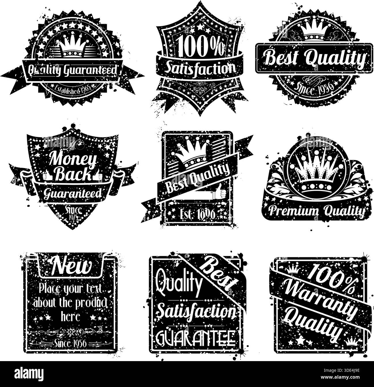 Collection Grunge Meilleure Qualité et garantie des étiquettes, vintage design, vector illustration Illustration de Vecteur