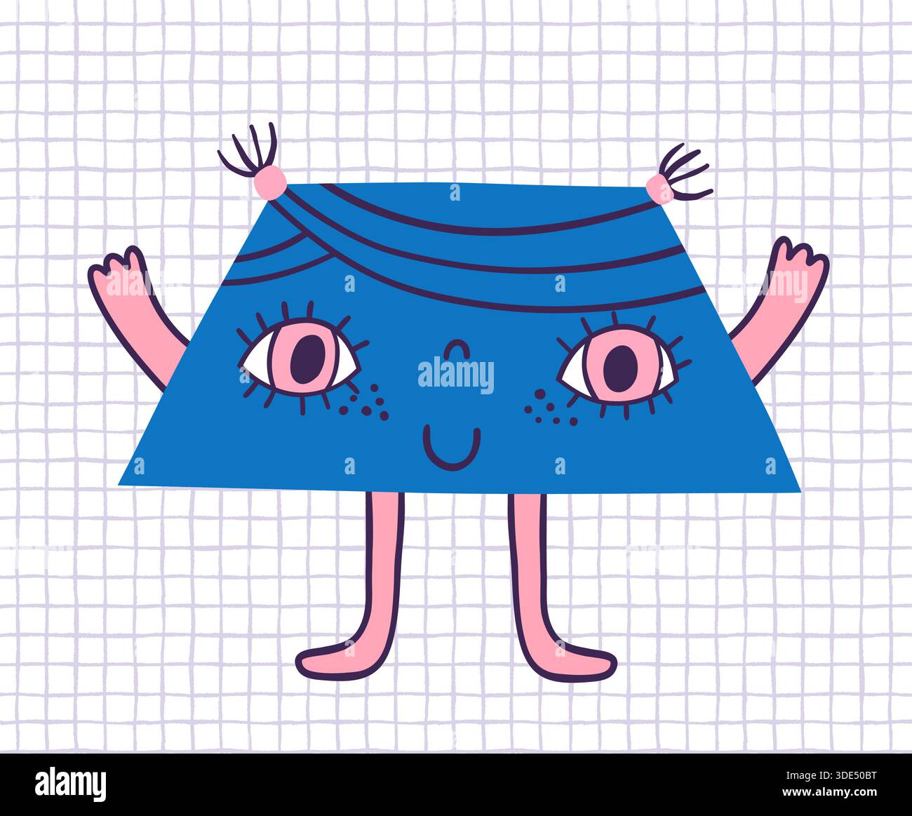 Caractère trapézoïdal vecteur mignon et drôle pour les enfants et les conceptions de bébé, forme géométrique amusante pour les ressources éducatives mathématiques pour les enfants Illustration de Vecteur