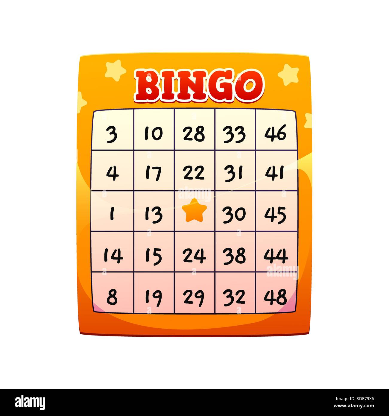 Feuille de bingo de jeu de jeu de dessin animé pour loterie Illustration de Vecteur