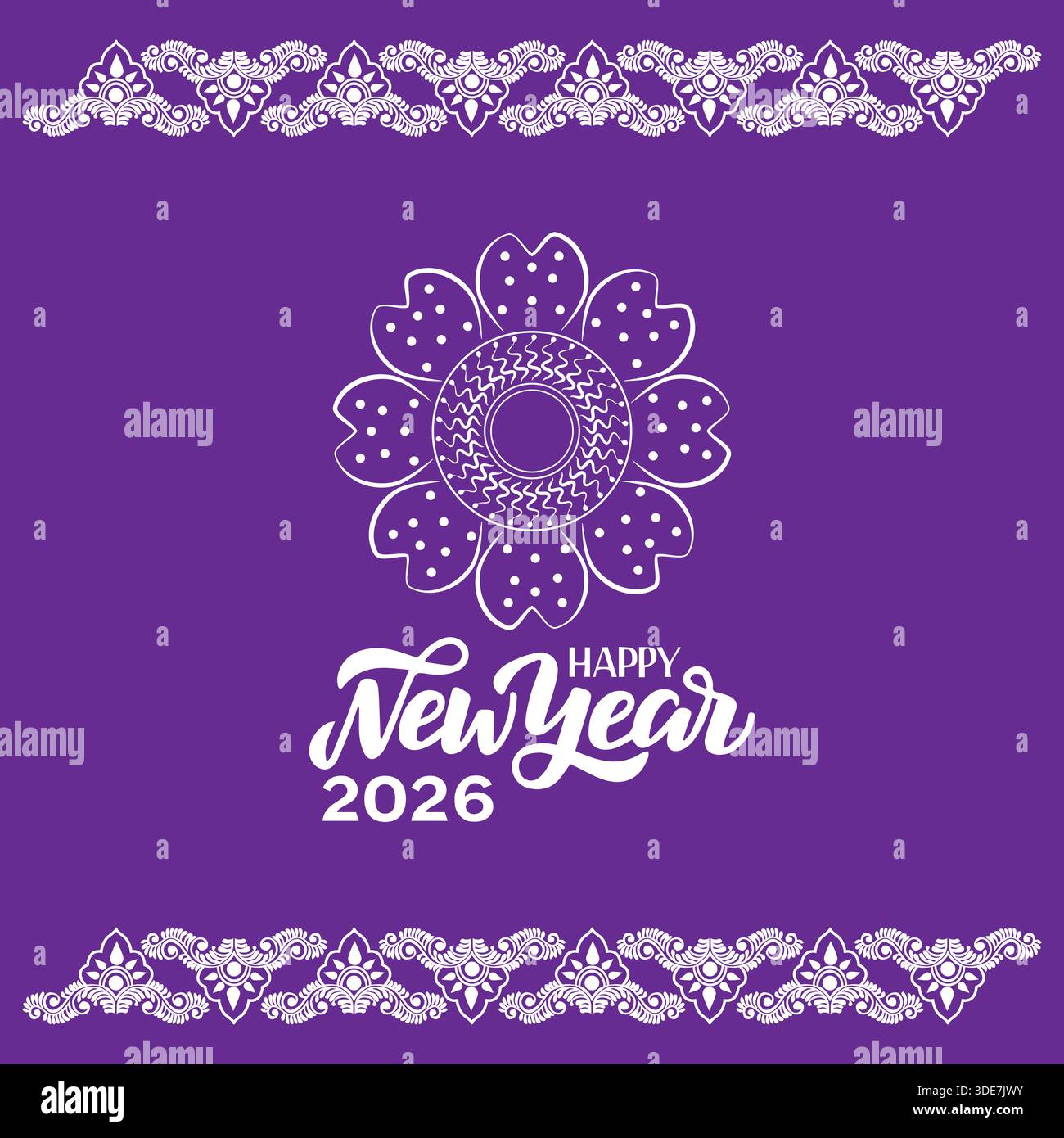 Design élégant de carte de voeux florale bonne année 2026 Illustration de Vecteur