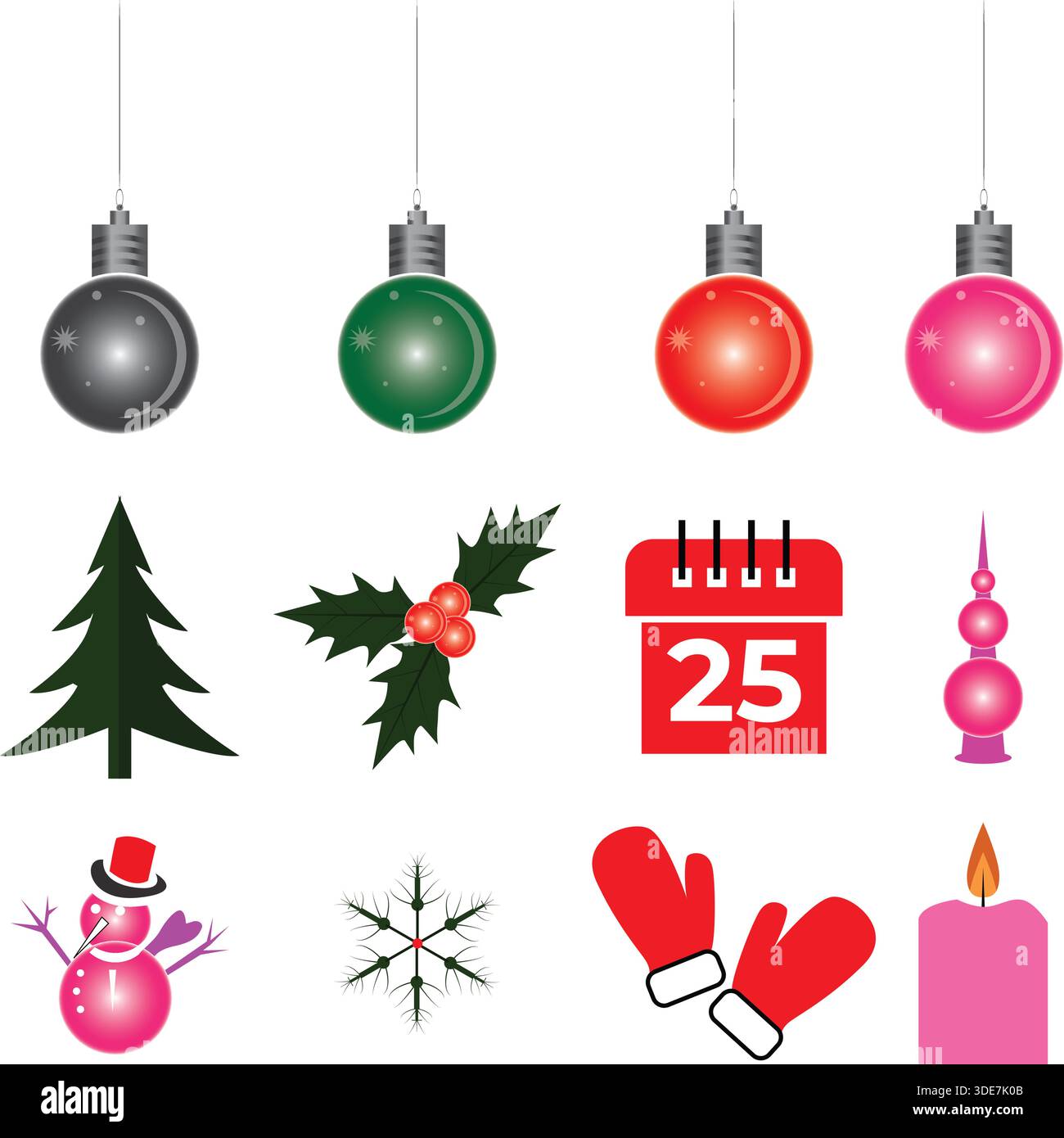 Collection d'éléments festifs de Noël Illustration de Vecteur
