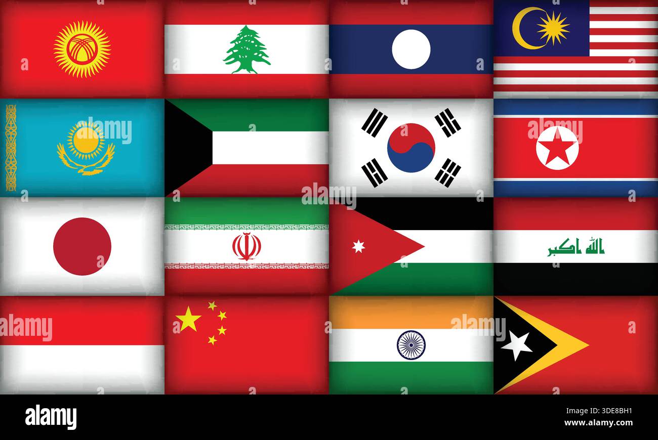 Vaste collection de drapeaux divers et uniques de diverses régions Illustration de Vecteur