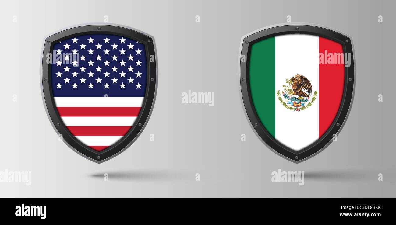 Design national mettant en vedette les drapeaux des États-Unis et du Mexique Illustration de Vecteur