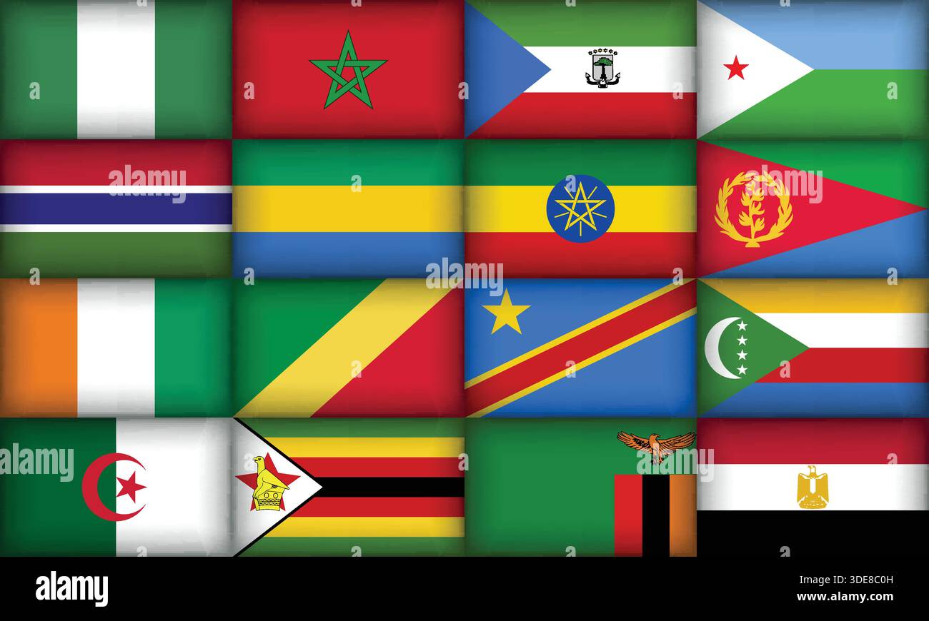 Vaste collection de drapeaux divers et uniques de diverses régions Illustration de Vecteur