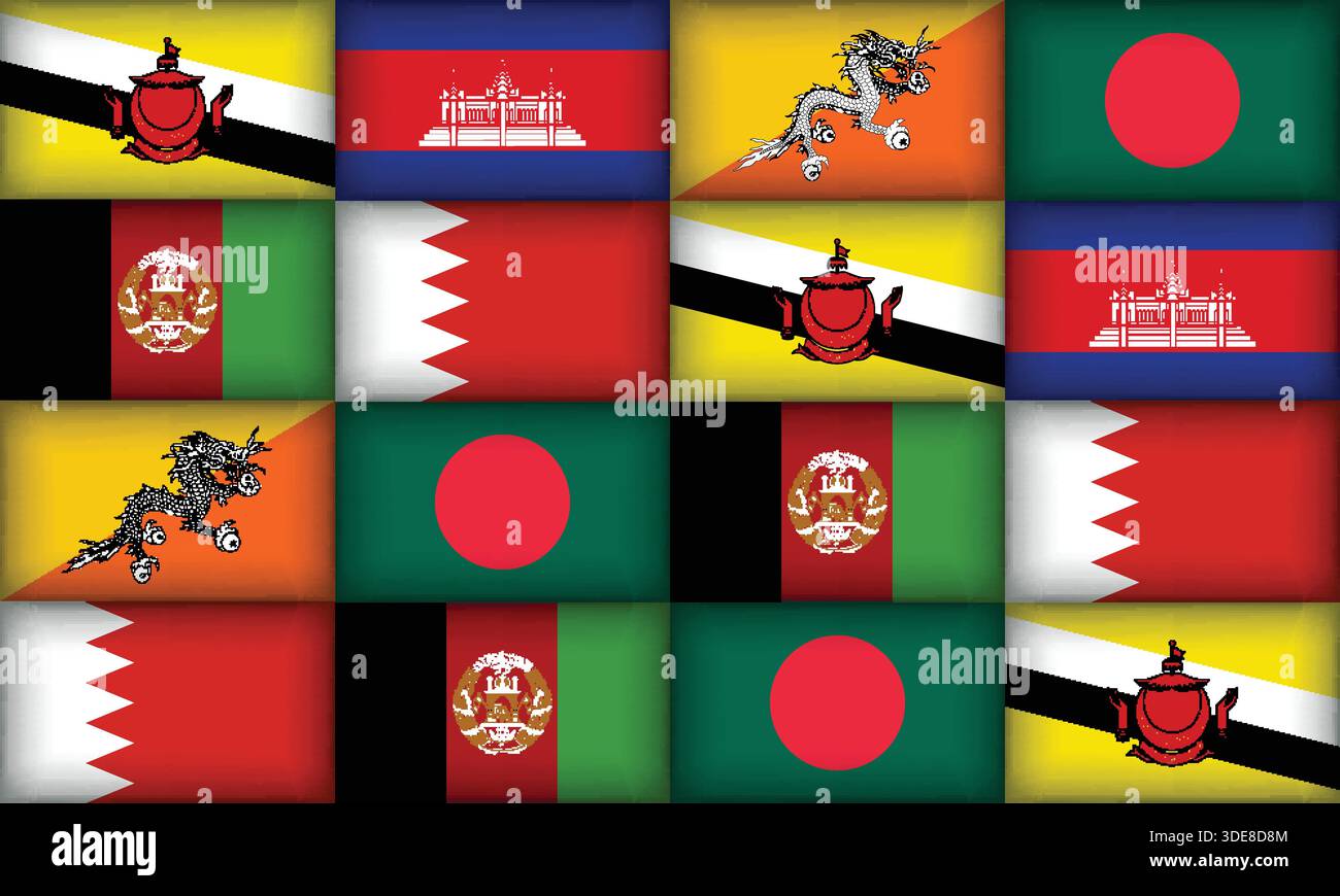 Vaste collection de drapeaux divers et uniques de diverses régions Illustration de Vecteur