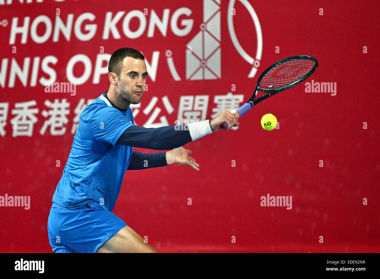 Laslo Djere, joueur de tennis serbe, lors d'un match à l'Open de tennis de Hong Kong (ATP250) le 6 janvier 2026 à Hong Kong. (Photo de Kobe Li/Nexpher images) Banque D'Images
