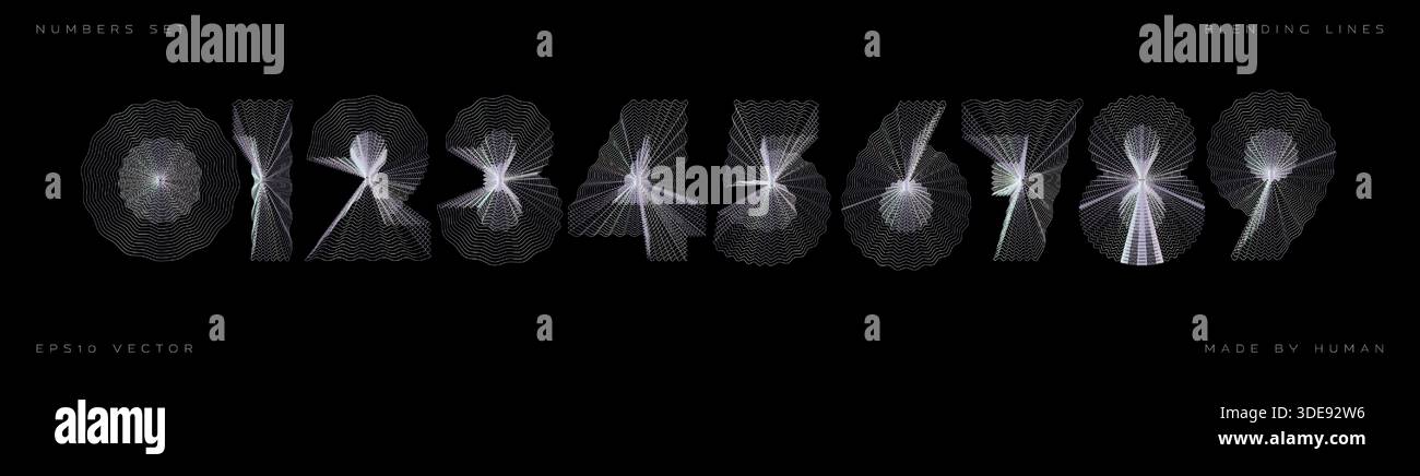 3D Geometric Number Letter Set police Alphabet Holographic Numbers. Typographie numérique abstraite, numérique de mélange linéaire pour Sport Anniversary Illustration de Vecteur