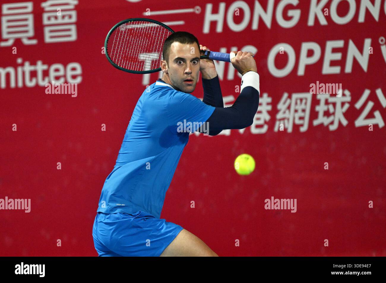 Laslo Djere, joueur de tennis serbe, lors d'un match à l'Open de tennis de Hong Kong (ATP250) le 6 janvier 2026 à Hong Kong. (Photo de Kobe Li/Nexpher images) Banque D'Images