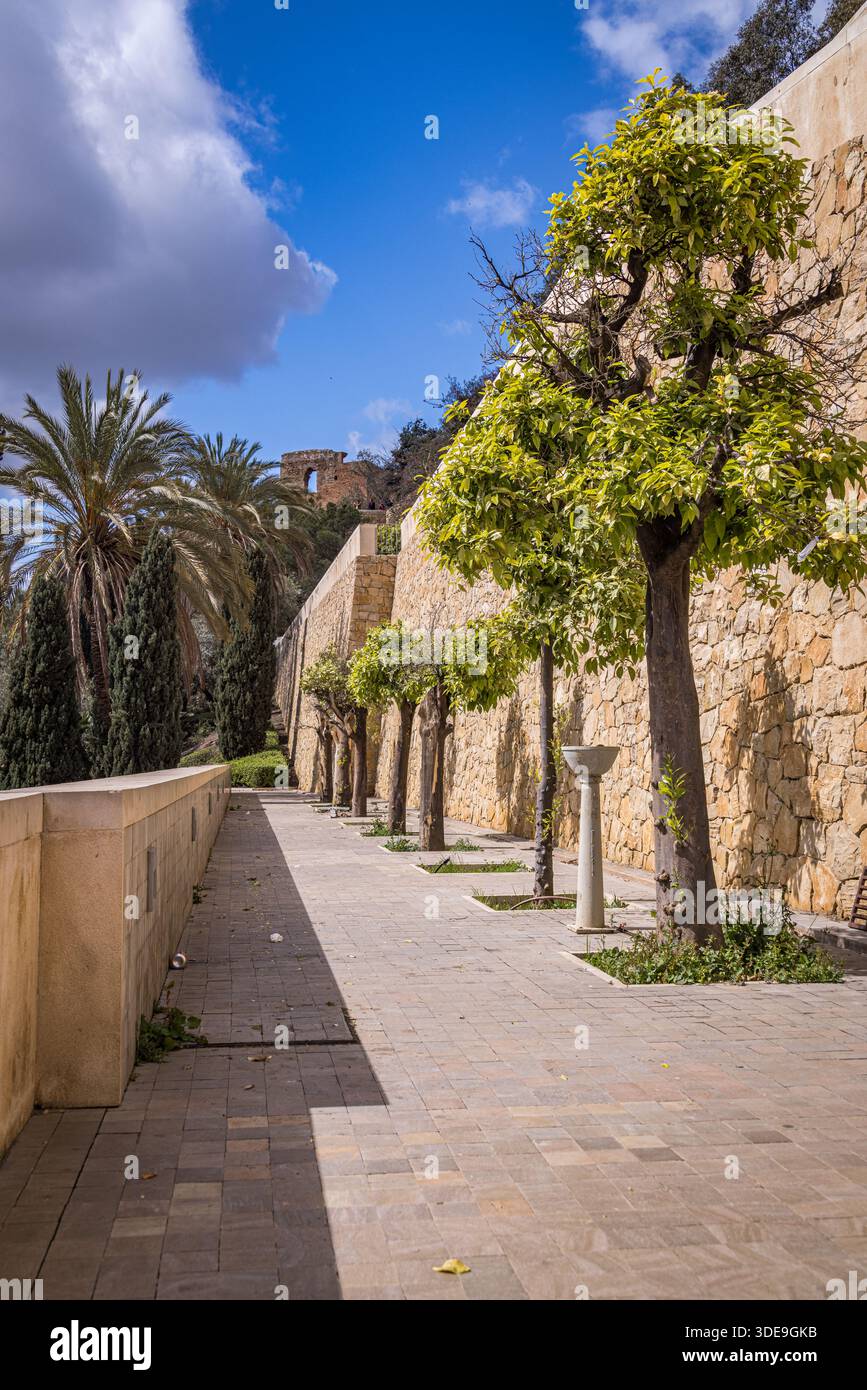 Étapes jusqu'à Castillo de Gibralfaro, Málaga, Espagne Banque D'Images