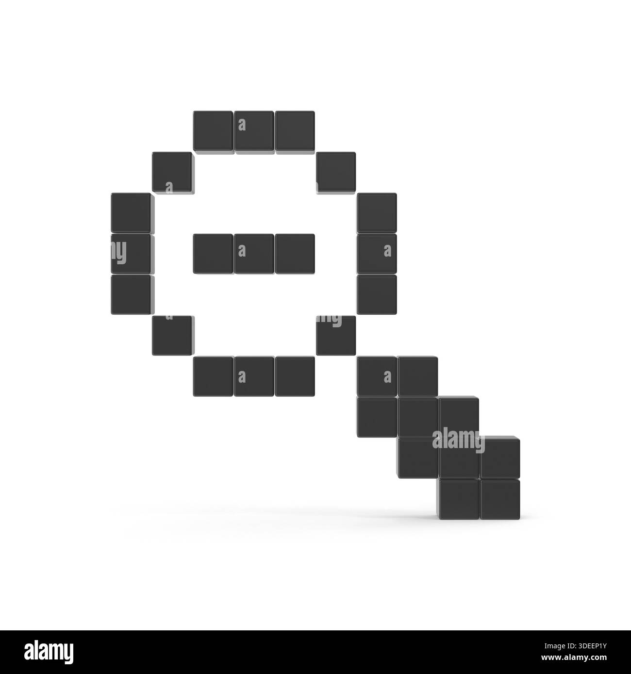 Icône Loupe Zoom arrière 3D pixelisée Banque D'Images