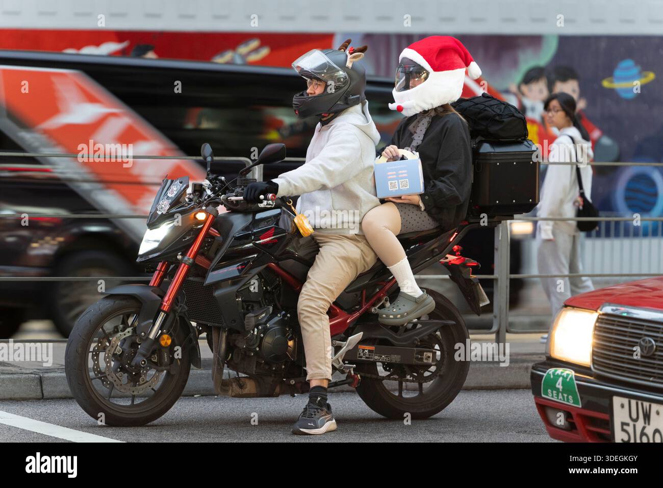 Esprit de Noël sur une moto à Hong Kong Banque D'Images
