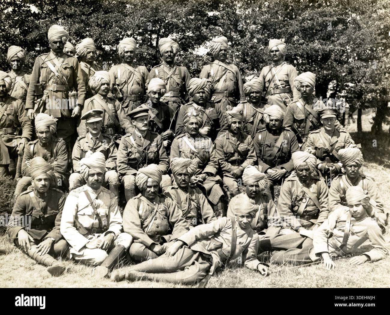 Officiers des Jodhpur Lancers à Linghem, France en 1915 pendant la première Guerre mondiale. Photographe : H. D. Girdwood. Banque D'Images