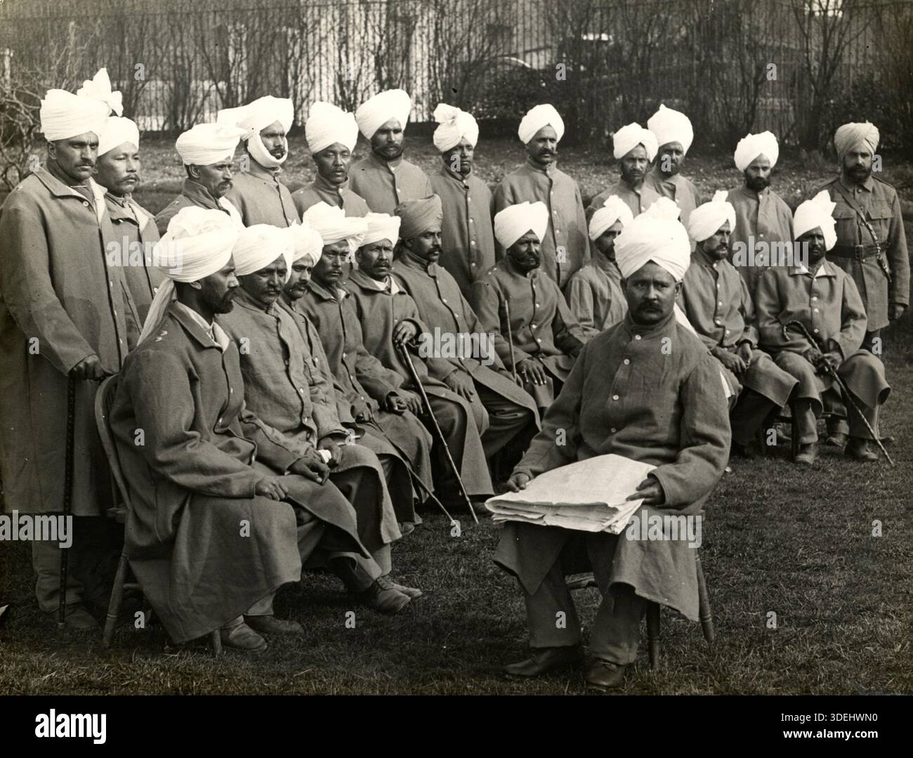 Officiers sikhs blessés à l'hôpital Kitchener, Brighton pendant la première Guerre mondiale. Photographe : H. D. Girdwood. Banque D'Images