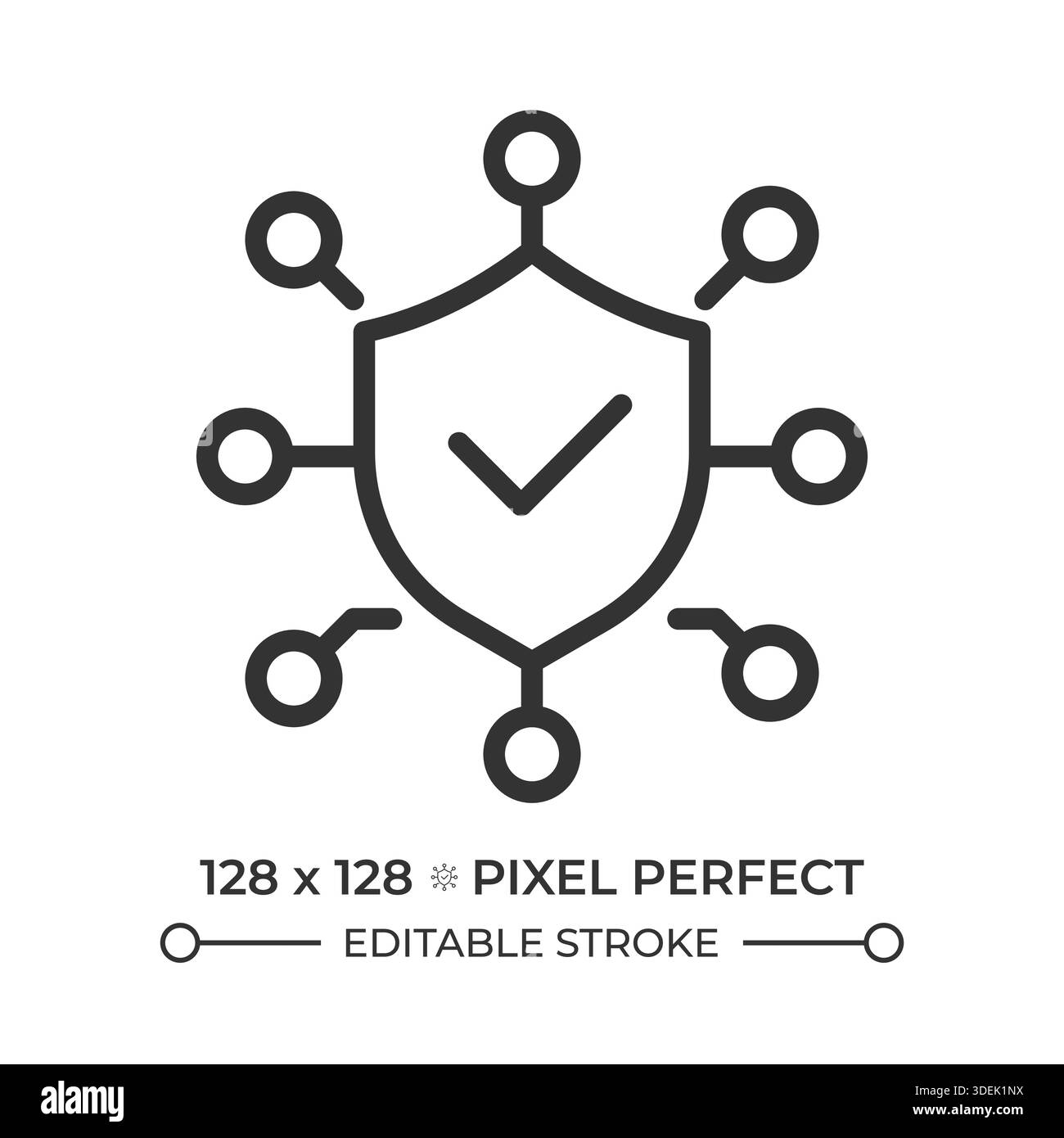 Icône de ligne parfaite pixel de protection des données Illustration de Vecteur