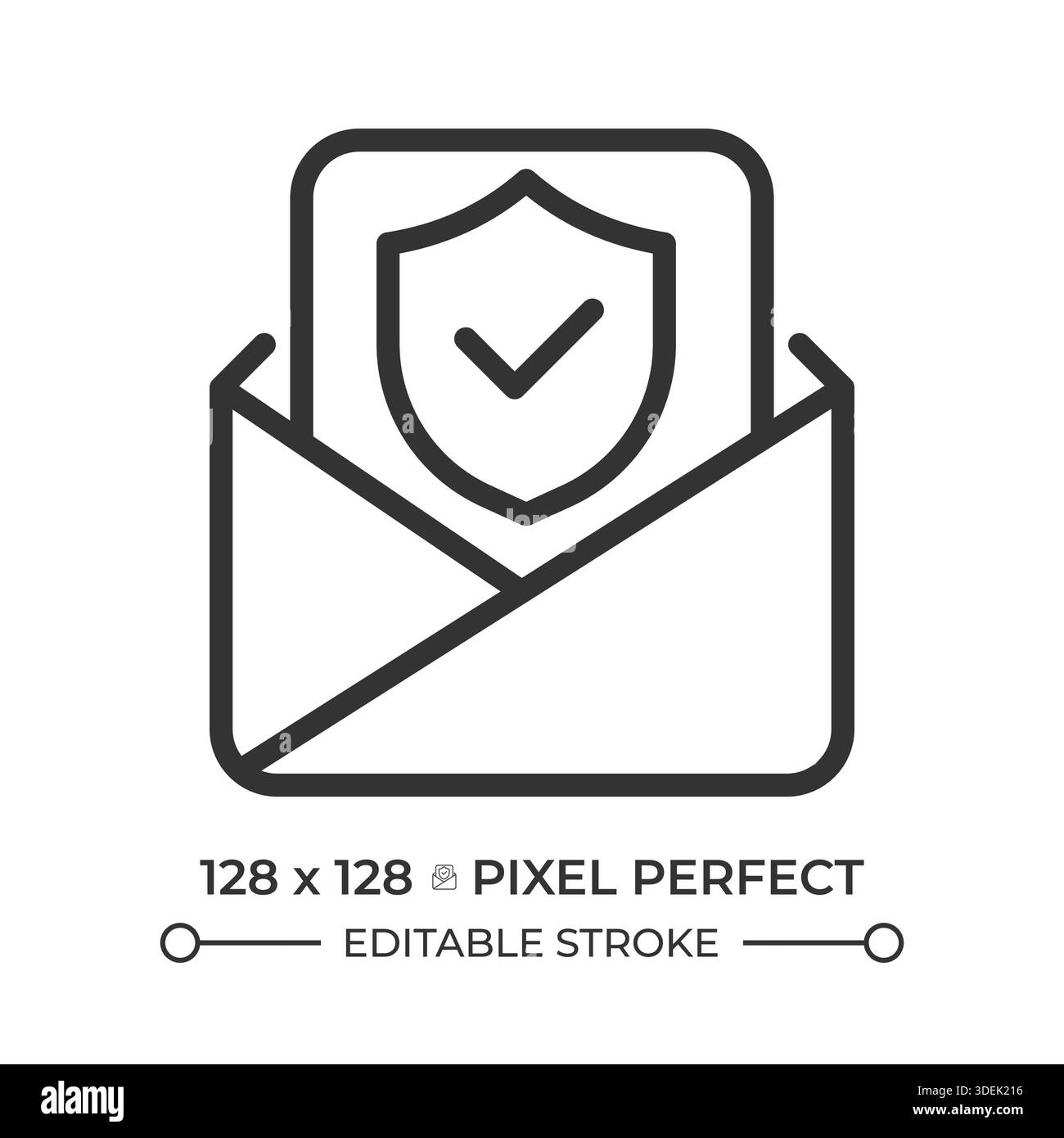 Icône de ligne parfaite pixel de sécurité de messagerie Illustration de Vecteur