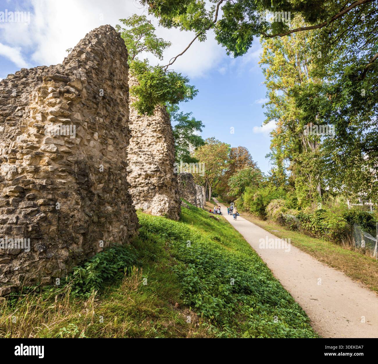 Roman Stones (Roemersteine) Mainz, District Bretzenheim, Zahlbachtal, Allemagne. Reste l'aqueduc d'une conduite d'eau romaine Banque D'Images