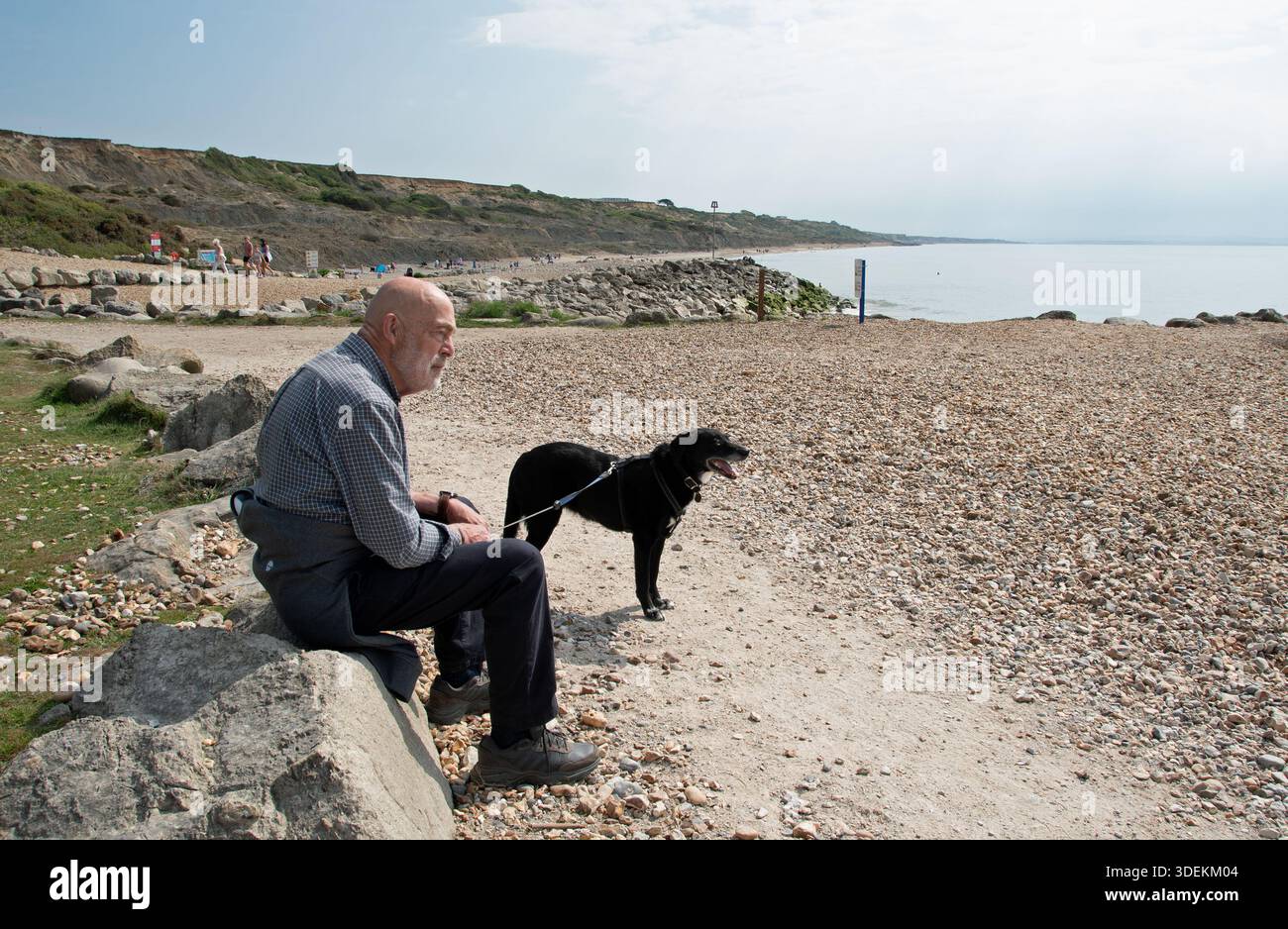 pensionné avec chien Banque D'Images
