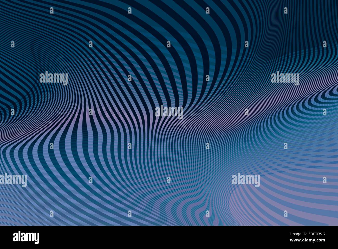 Motif moiré ondulé bleu et violet abstrait. Fond de texture d'interférence d'écran numérique adapté aux tendances Cool Blue et tech. Banque D'Images