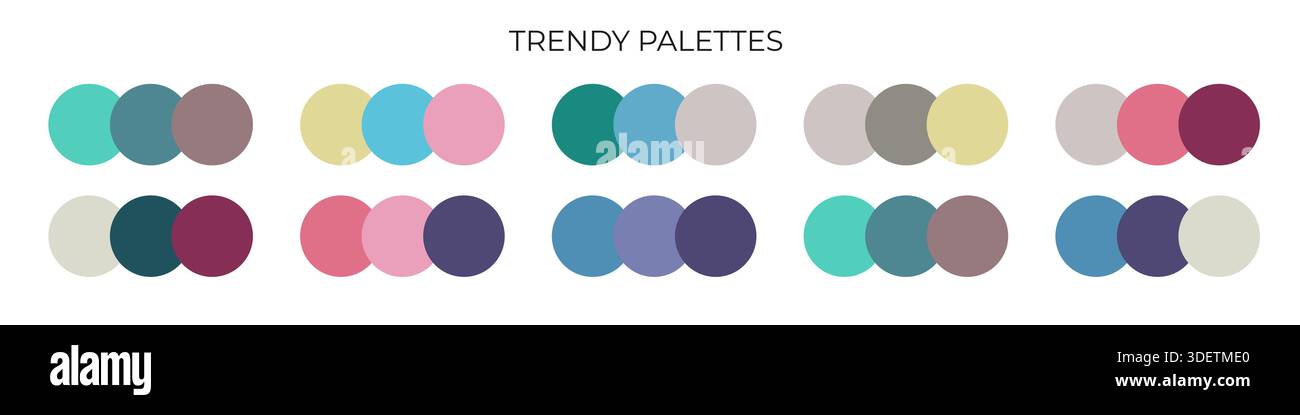 Palette tendance échantillon de trois couleurs. Illustration de Vecteur