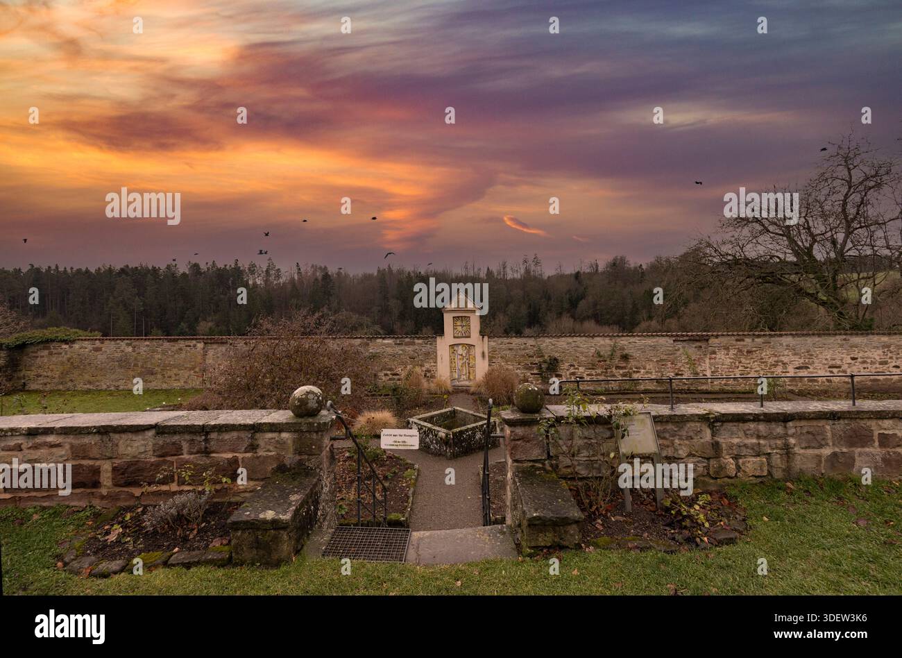 Monastère Kirchberg, jardin d'herbes aromatiques, coucher de soleil Banque D'Images