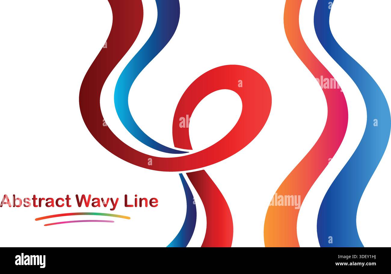 Illustration créative de lignes ondulées abstraites en couleurs rouge et bleue Illustration de Vecteur