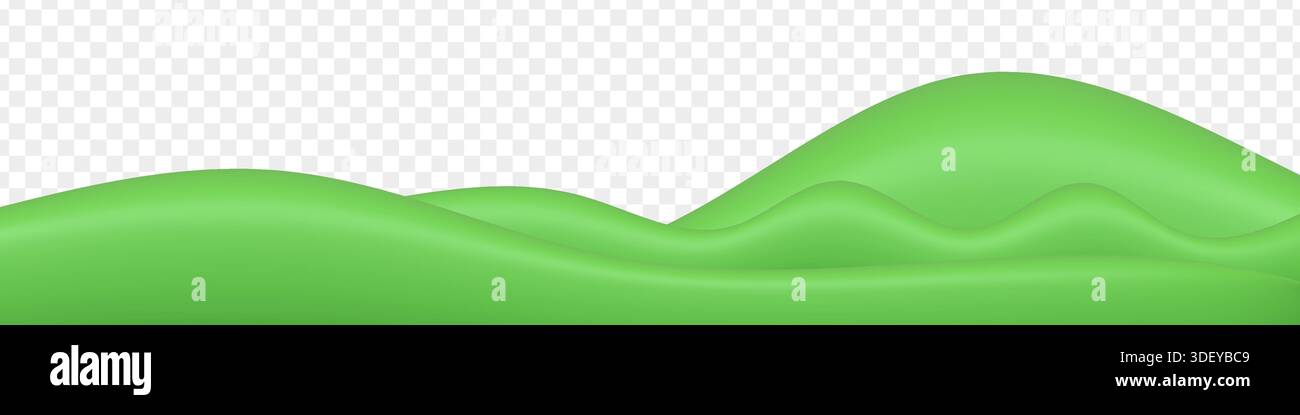 Champ vert 3D avec collines et montagnes isolées sur transparent Illustration de Vecteur