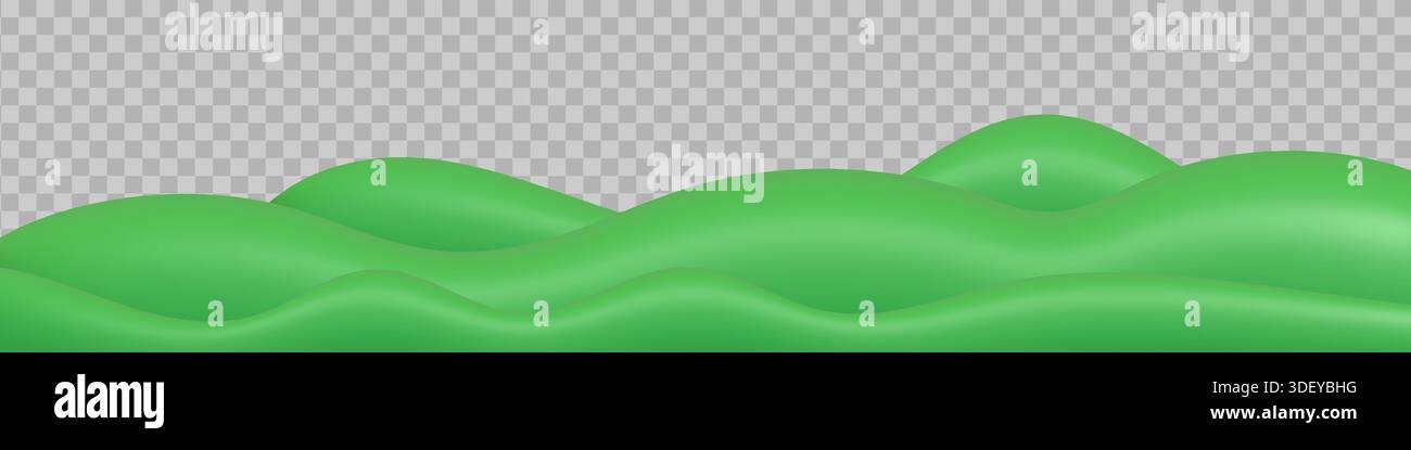 Champ vert 3D avec collines et montagnes isolées sur transparent Illustration de Vecteur