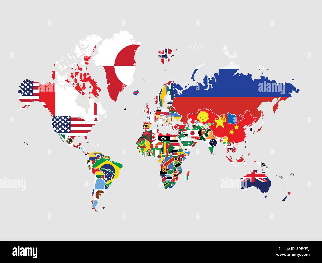 Carte du monde mettant en évidence les drapeaux de chaque pays Illustration de Vecteur