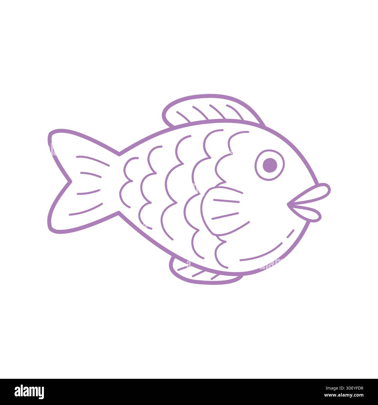 Joli poisson illustration dessinée à la main dans le style Doodle simple Illustration de Vecteur