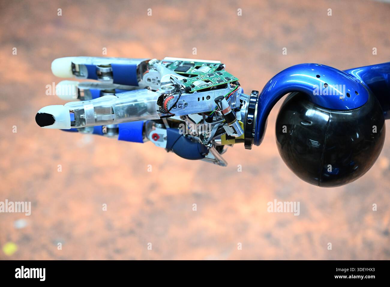 26 novembre 2025, Bavière, Oberpfaffenhofen : une main du robot Rollin' Justin peut être vue à l'Institut de robotique et de mécatronique du Centre aérospatial allemand (DLR) à Oberpfaffenhofen. Photo : Felix Hörhager//dpa Banque D'Images
