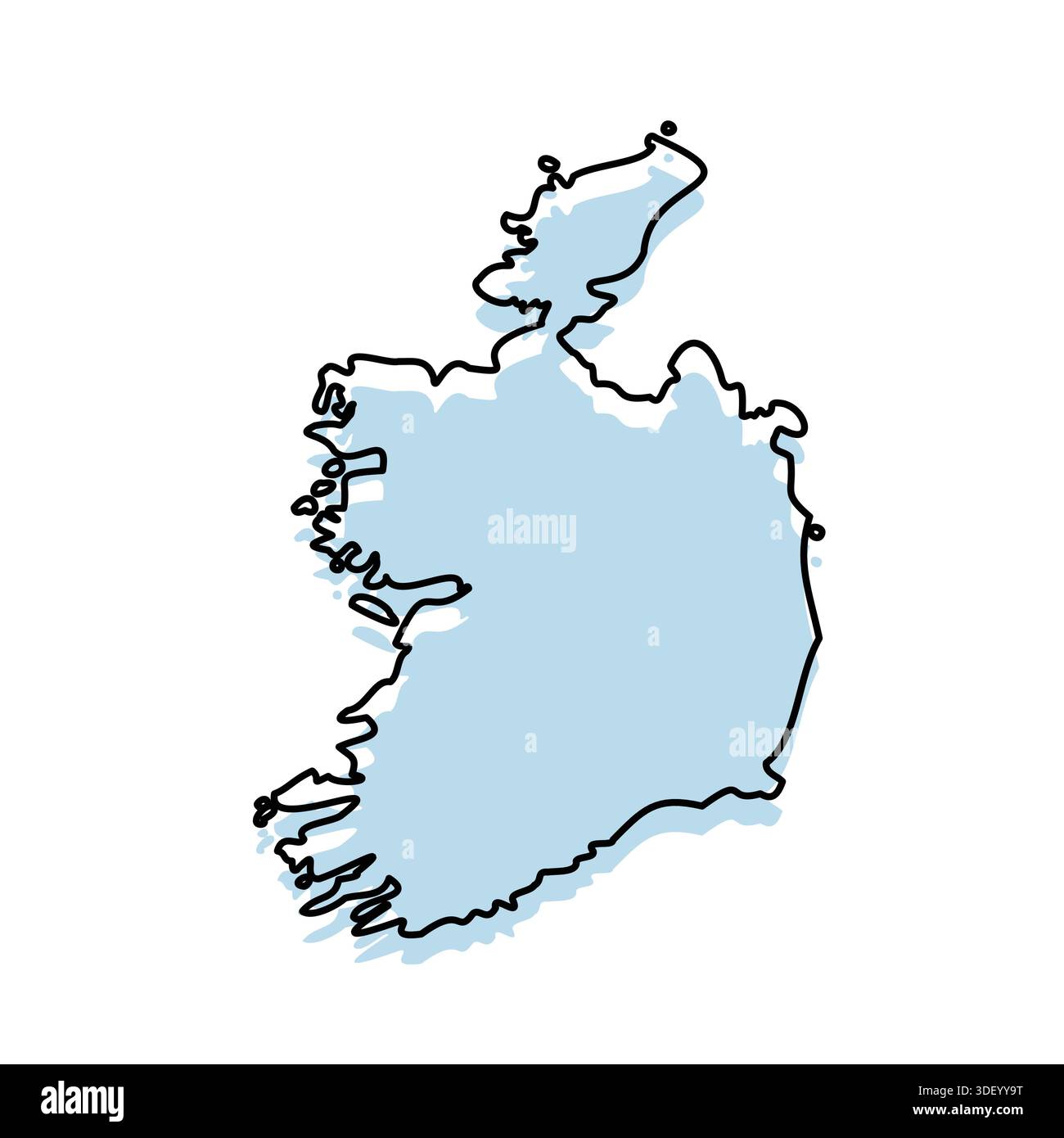 Carte de L'IRLANDE avec corps et contour isolé sur fond blanc Illustration de Vecteur