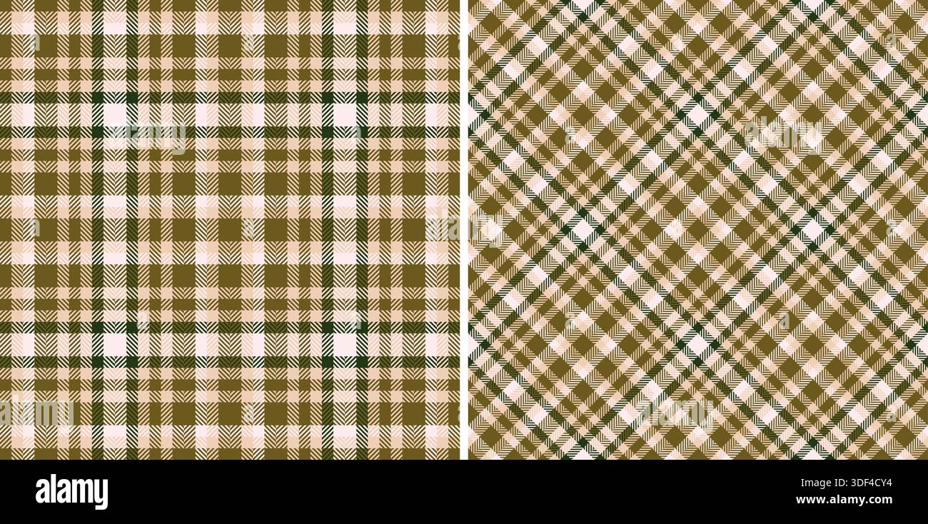 Motifs tartan classiques dans des tons crème olive terreux. Polyvalent pour le design textile, les arrière-plans, ou pour créer une sensation chaleureuse et accueillante pour divers créati Illustration de Vecteur