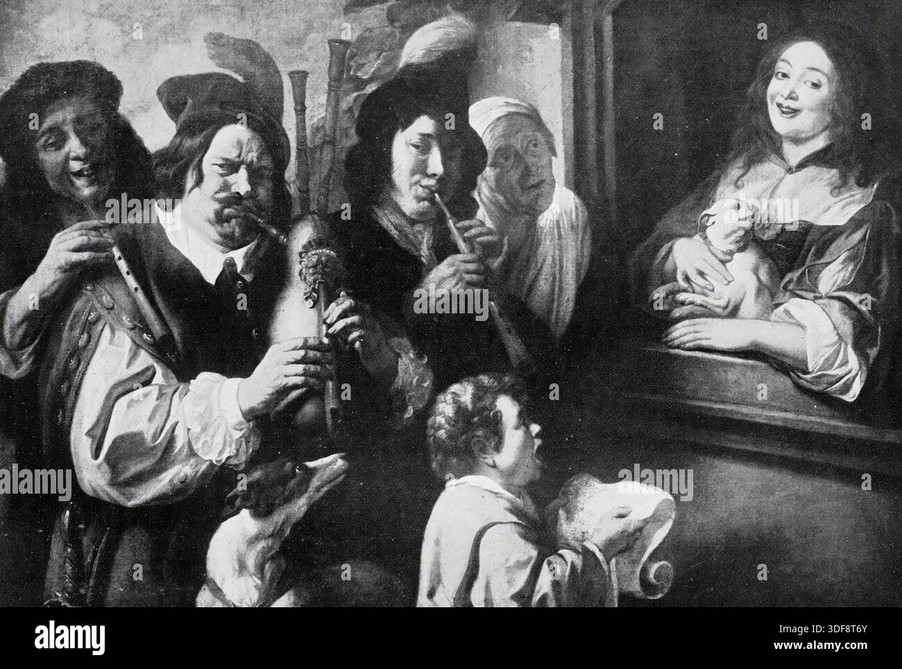 La Seranade de Jacob Jordaens. École néerlandaise. Black and White illustration from the Connoisseur, an Illustrated Magazine for Collectors vol 4 (sept - décembre 1902) publié à Londres par Otto Limited Banque D'Images