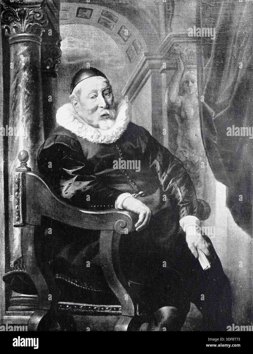 Portrait d'un gentleman par Jacob Jordaens. École néerlandaise. Black and White illustration from the Connoisseur, an Illustrated Magazine for Collectors vol 4 (sept - décembre 1902) publié à Londres par Otto Limited Banque D'Images